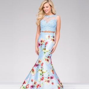 Jovani 49989 Blue Print Two Pc Mermaid Size 0